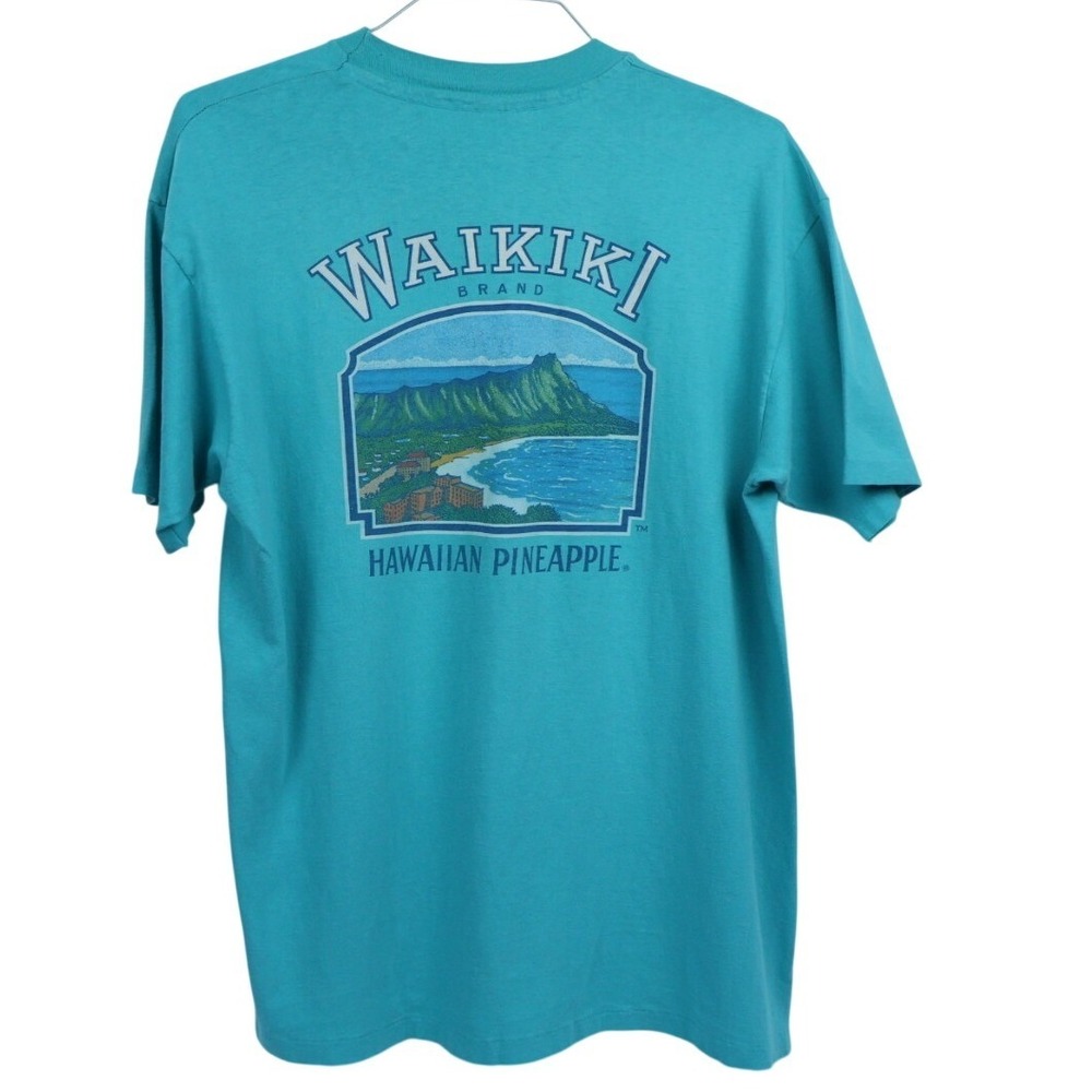 VTG 90s Waikiki Hawaiian Pineapple Dole Graphic Tee‎ S.S. Thin Hanes Beefy Large
